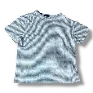Saks Fifth Avenue Women’s Linen‎ Striped Short Sleeve T-Shirt Blue/white Size L
